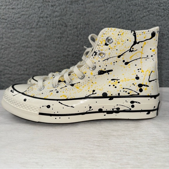 Converse Shoes Womens 7 Mens 5 Off-White Paint Splatter Chuck 70 Hi Sneakers NEW - Picture 8 of 9